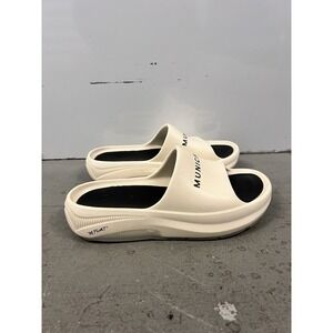 Municipal Sport Slides Unisex US W9 M7 White Black Cushioned Logo Sandals